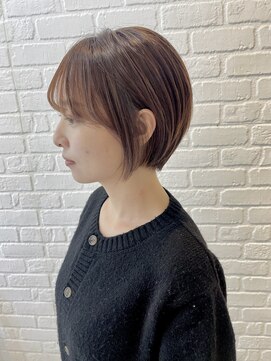 デイジー インデックスヘア 大島店(DAISY index hair) 前髪あり耳掛け丸みくびれショートボブ20代30代40代50代大島