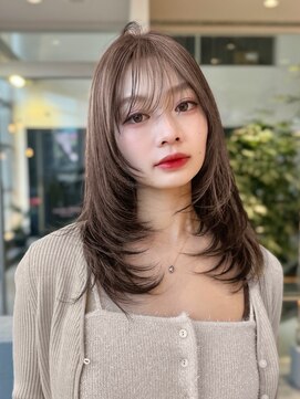 ミンクス渋谷スマートサロン(MINX shibuya smart salon) ミディアムレイヤーマロンベージュくすみベージュ