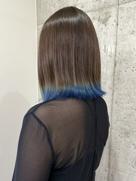 サクラ オモテサンドウ(SAKURA) 裾カラーブルー/エンドカラー/グラデーションカラー