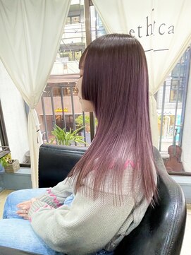 エシカ(ethica) [ethica_南船場】グラデーションモーブピンク×姫カット