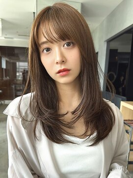 顔まわりカット/レイヤーカット/ブラウンベージュ