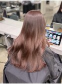 髪質改善カラー ピンクベージュ 艶髪ストレート 美髪矯正 表参道