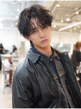 テン 心斎橋(tenn.) 心斎橋シャドウパーマメンズマッシュウルフカット波巻きパーマ