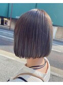 【aura】切りっぱなしボブ ラベンダーグレージュ