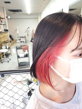 エンカウントバイマハロ 千葉(encount by mahalo) ベビーバングインナーカラーピンクレッド[ブリーチ/千葉/千葉駅]