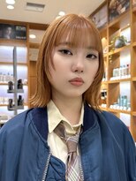ピークアブー アヴェダ アトレ恵比寿(PEEK-A-BOO AVEDA) 外ハネボブ/顔まわりレイヤー/オレンジ/ブリーチあり