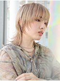ハイトーンカラー/金髪/レイヤーカット/ウルフボブ/センター南