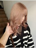 ミルクティーピンクアッシュベージュミディアムウルフレイヤー