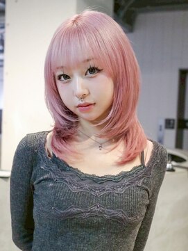 顔周りレイヤーブリーチダブルカラーデザインカラー_F1095