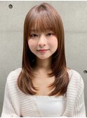 韓国ヘア ミディアムレイヤーカット 小顔 ダークアッシュ"