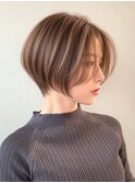 40代50代60代大人美人ショートボブ/白髪ぼかしハイライト