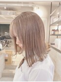 ba907透明感シルキーベージュバレイヤージュロブヘアAラインボブ