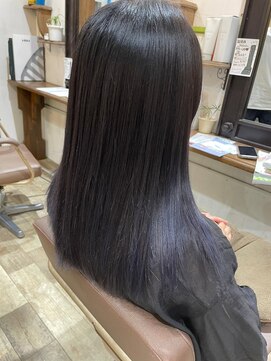 リッカヘアー(Ricca hair) 大人可愛いさらさらストレートロング裾カラーブルーパープル