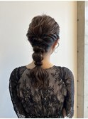 ヘアセット ぽこぽこ編み込みくるりんぱアレンジ お呼ばれ