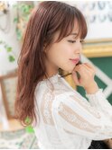 韓国風ロングレイヤーミルクティーピンクh3大宮20代30代40代