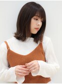 ダークアッシュ大人ガーリーイヤリングカラーミディアムレイヤー