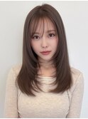 レイヤーカット/ブリーチなしダブルカラー/アッシュベージュ