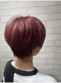 10代20代/ベリーピンク/ショート/マッシュ/ハンサムショート