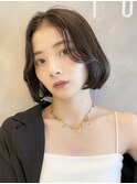 韓国風切りっぱなしボブ 髪 チョコレート 小顔カット M0521