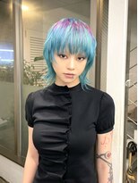 レコ 渋谷(LECO)&nbsp;ショートウルフカットブルーパープルデザインカラー