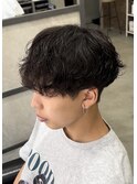 大分メンズ無造作シャドウスパイラルパーママッシュツーブロック