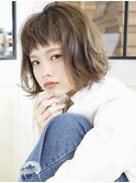 お洒落ボブ　大人ボブ　前髪カット　ウェーブヘア