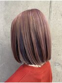 切りっぱなしボブ×ハイトーンカラー