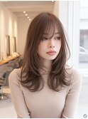ミディアムレイヤー/ハッシュカット/ブラウン/シャギーカット