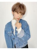 ハイトーンマッシュショート×コーラルベージュ