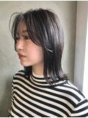 暗髪/アッシュブラック/ミディアム外ハネ［南青山/表参道］