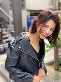 大人かわいい前髪セシルカットココアブラウンフリンジウェーブ