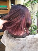#インナーカラー #ピンクカラー #セミロング