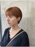 マッシュショート　オレンジカラー　小顔