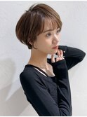 前髪あり耳掛け丸みくびれショートボブ20代30代40代50代(蘭)