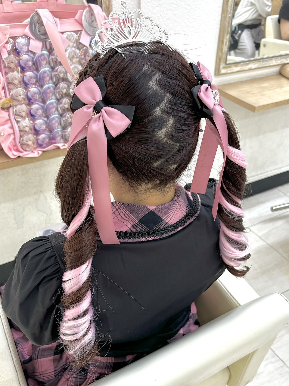 量産型】レースアップコロネ巻きツインテール☆カラーエクステ