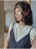 レイヤーミディアムボブパーマ