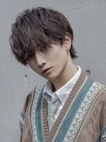 小久保styleフェザーパーマグレーブルーカラー刈り上げショート