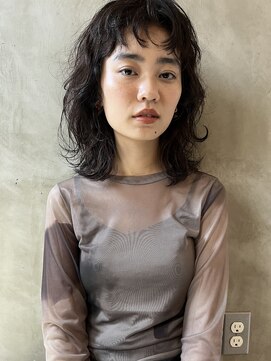 サンプラス(san+) 【柏原良亮】小顔パーマ ミディアムヘア