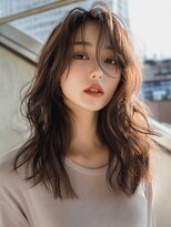 ジゼル 博多筑紫口店(GiseL)&nbsp;セミロング　小顔レイヤーカット　顔周り　マロンベージュ　20代