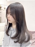 レイヤーカット/姫カットレイヤー/くすみベージュ/顔周り/前髪