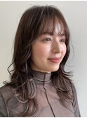 ミディアムボブ/面長/前髪あり/絶壁解消/30代/40代/50代/くびれ