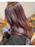 ピンクベージュ髪質改善カラーブリーチ無し美髪日吉