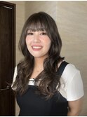 ロングレイヤー顔まわりレイヤーグレージュ