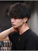 ツーブロック無造作シャープパーマ マッシュ サイド