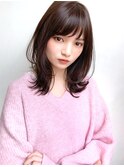 30代40代50代マッシュウルフベージュ_ネイビーシースルーバング