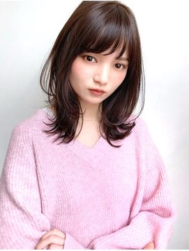 ルエ(rue) 30代40代50代マッシュウルフベージュ_ネイビーシースルーバング