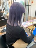 〇ホワイトブルーラベンダー ぷつっとカット 韓国ヘア