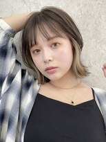 アッシュグレージュインナーカラーボブ韓国30代40代暗めウルフ