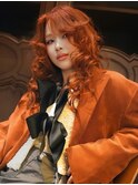 ブリーチなしダブルカラー　レイヤー　オレンジカラー　薬院
