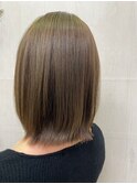 透明感シルキーベージュ艶カラーストレートミディ20代30代40代
